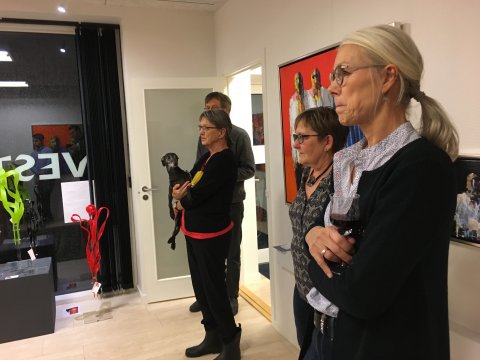 Hans Morten, Gitte Birch, Susanne Flodgaard til fernisering med Lysskulptur.dk hos Galleri KonceptQ, Lemvig