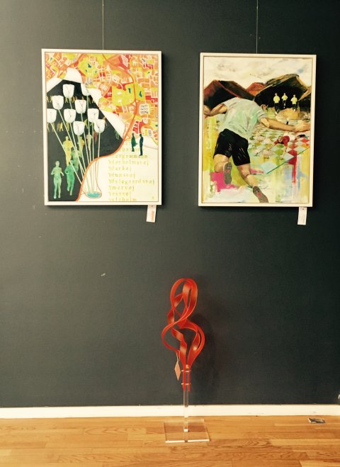 Vlcker i selskab med Elsebeth Altschuler - Lysskulptur.dk udstiller i kantinen hos Lundbeck, Otiliavej 7, Valby