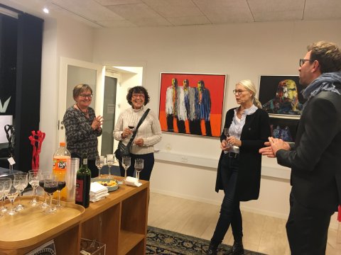 Gitte Birch, Susanne Flodgaard, Palle Mernild til fernisering med Lysskulptur.dk hos Galleri KonceptQ, Lemvig